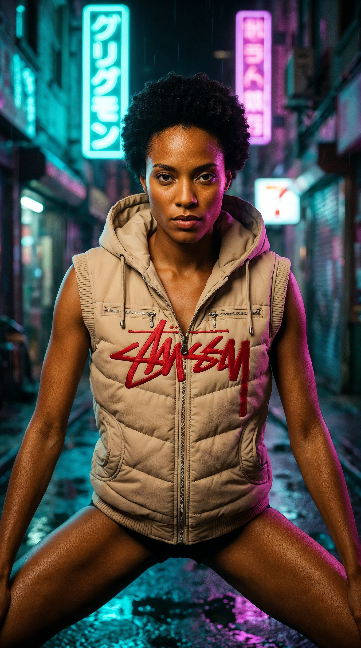 AI Generated Bodywarmer Hoodie Jacket (FRONT) (2K)