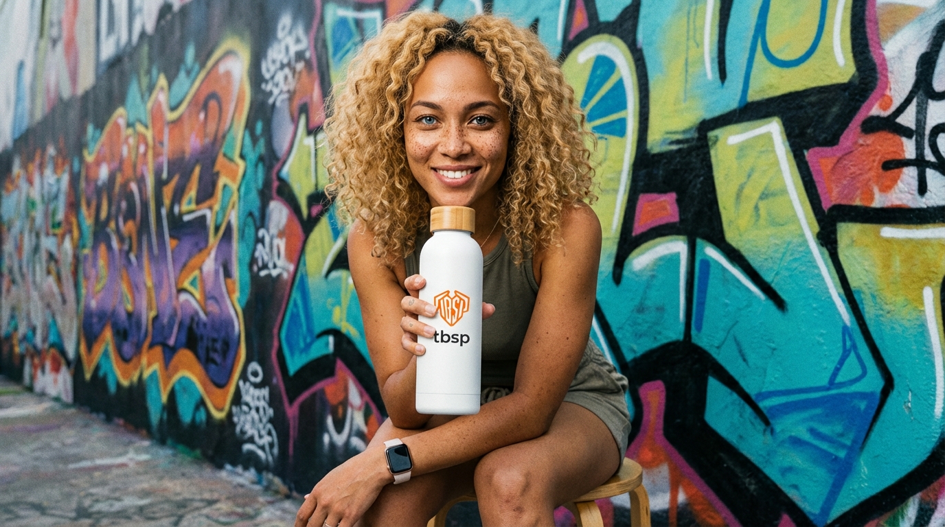 17 oz. Blair Stainless Steel Water Bottle with Bamboo Lid (FRONT)